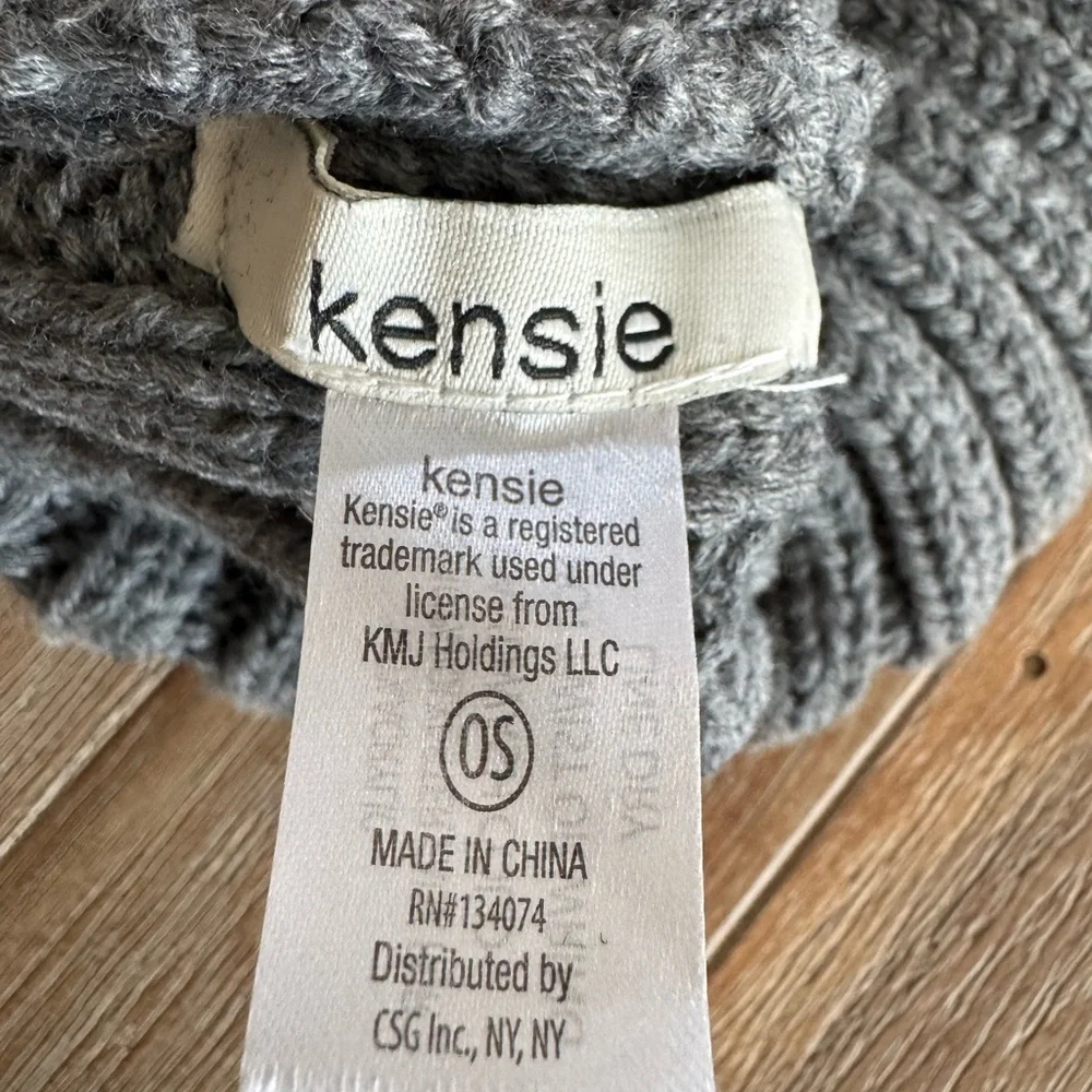 Kensie Charcoal Knit Hat with Vibrant Pink Pom-Pom